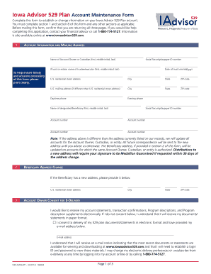 Iowa Advisor 529 Plan Account Maintenance Form