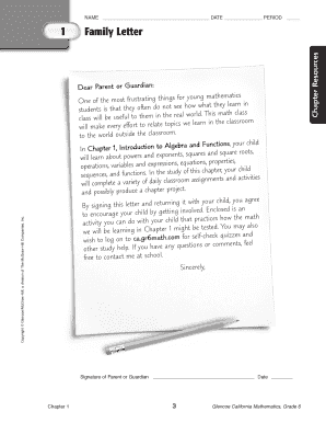 Chapter 1 Family Letter