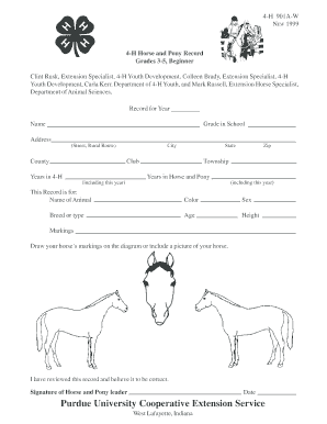 4-H Horse and Pony Record Form
