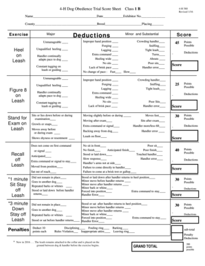 4-H Dog Obedience Trial Score Sheet