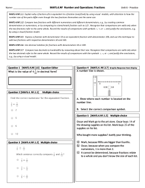 Math Worksheet: Fractions and Decimals