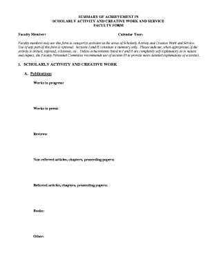 Faculty Scholarly Activity and Service Form