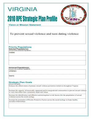 Sexual Violence Prevention Strategic Plan Template