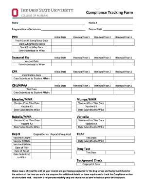 Compliance Tracking Form