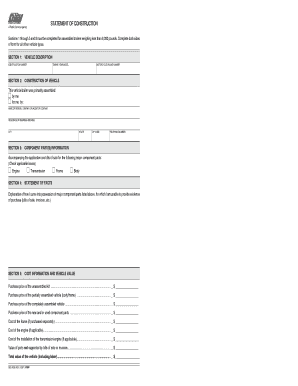 California Vehicle Construction Statement of Facts