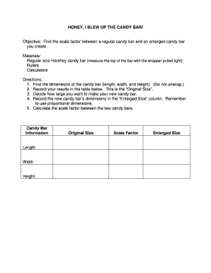 Honey I Blew Up the Candy Bar Activity Sheet