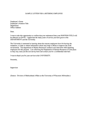 Retirement Confirmation Letter