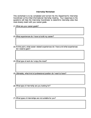 Internship Worksheet