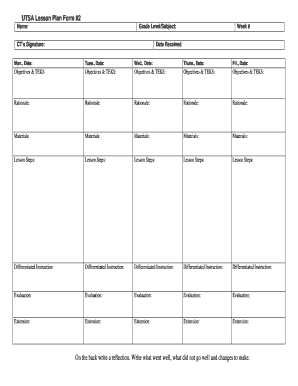 UTSA Lesson Plan Form