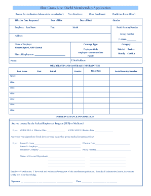 Blue Cross Blue Shield Membership Application