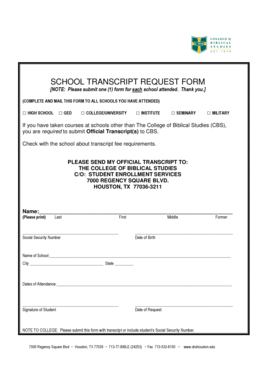 School Transcript Request Form