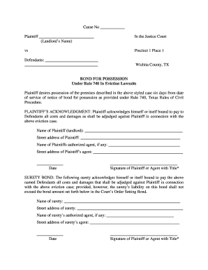 Texas Eviction Bond for Possession