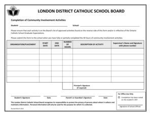 Ontario Community Involvement Activities Form