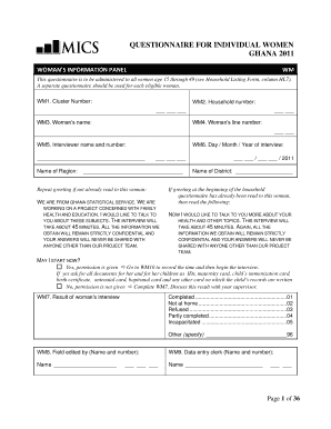 Ghana Women's Health and Education Questionnaire