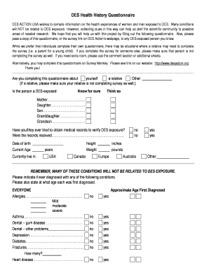 DES Health History Questionnaire