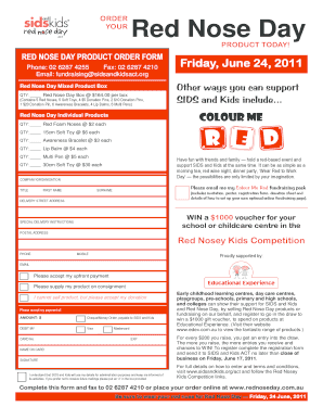 Red Nose Day Product Order Form