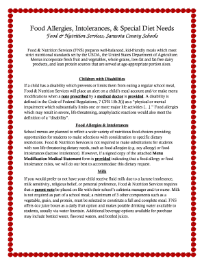 Menu Modification Medical Statement