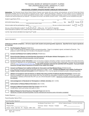 High School Student Athletic Packet Checklist