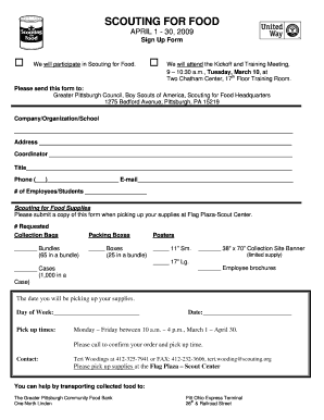 Scouting for Food Sign Up Form