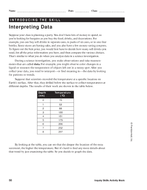 Interpreting Data Worksheet