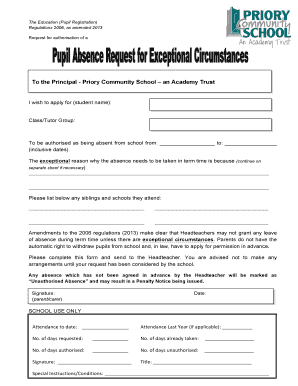 UK Term Time Absence Request Form