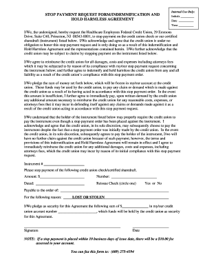Stop Payment Request Form