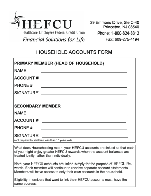 Household Accounts Form