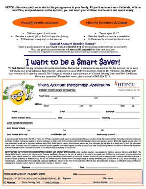 Youth Account Membership Application