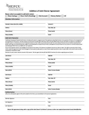 Joint Owner Agreement
