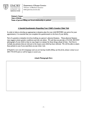 Genetics Clinic Patient Questionnaire