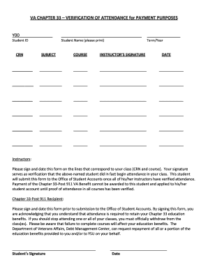VA Chapter 33 Attendance Verification Form