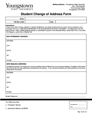 Student Change of Address Form