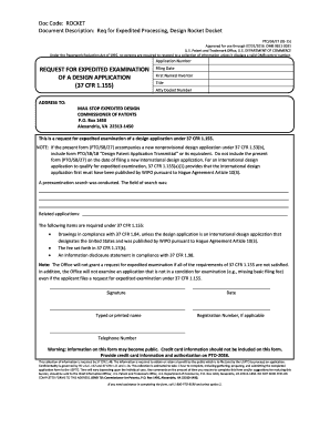 Request for Expedited Design Application Examination