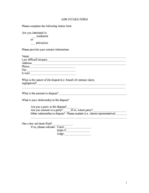 ADR Intake Form