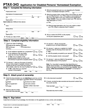 Illinois Disabled Persons' Homestead Exemption Application