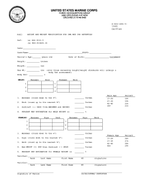Height and Weight Verification Form