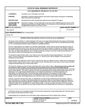 State of Legal Residence Certificate