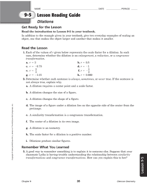 Geometry Lesson 9-5 Reading Guide