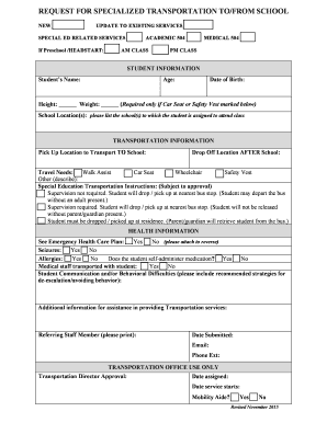Specialized Transportation Request Form