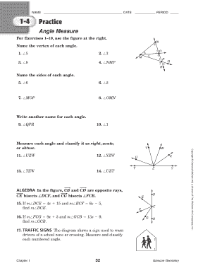 Geometry Angle Measure Worksheet