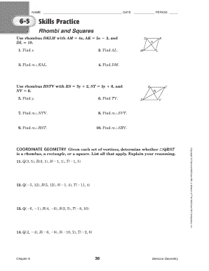 Rhombi and Squares Worksheet
