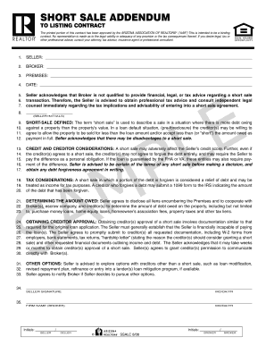 Arizona Short Sale Addendum