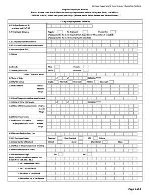 Andhra Pradesh Regular Employee Details Form