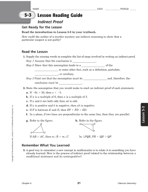 Indirect Proof Lesson Worksheet