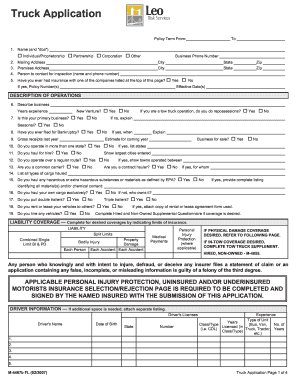 Truck Insurance Application Form