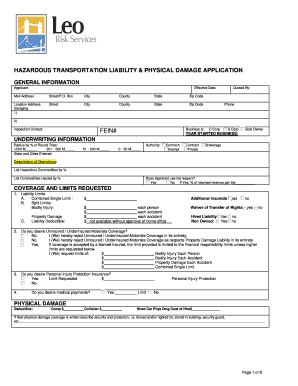 Hazardous Transportation Liability Application