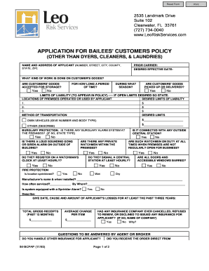 Bailees Customer Policy Application