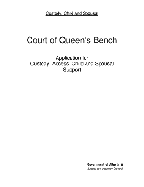 Family Law Application for Custody, Access, Child and Spousal Support