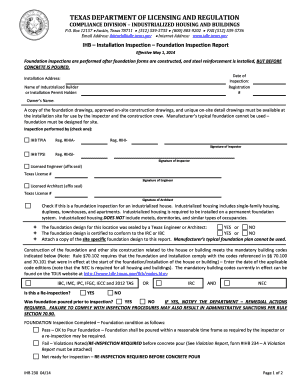 Texas Foundation Inspection Report