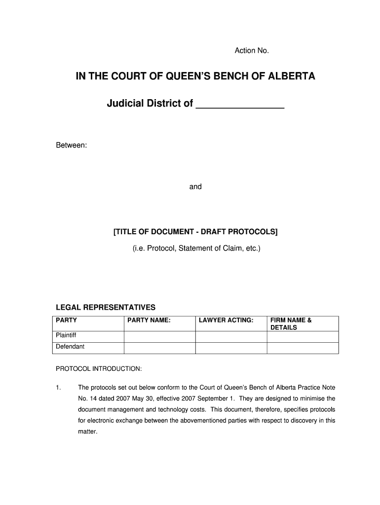 Fillable Online IN THE COURT OF QUEENS BENCH OF ALBERTA Judicial